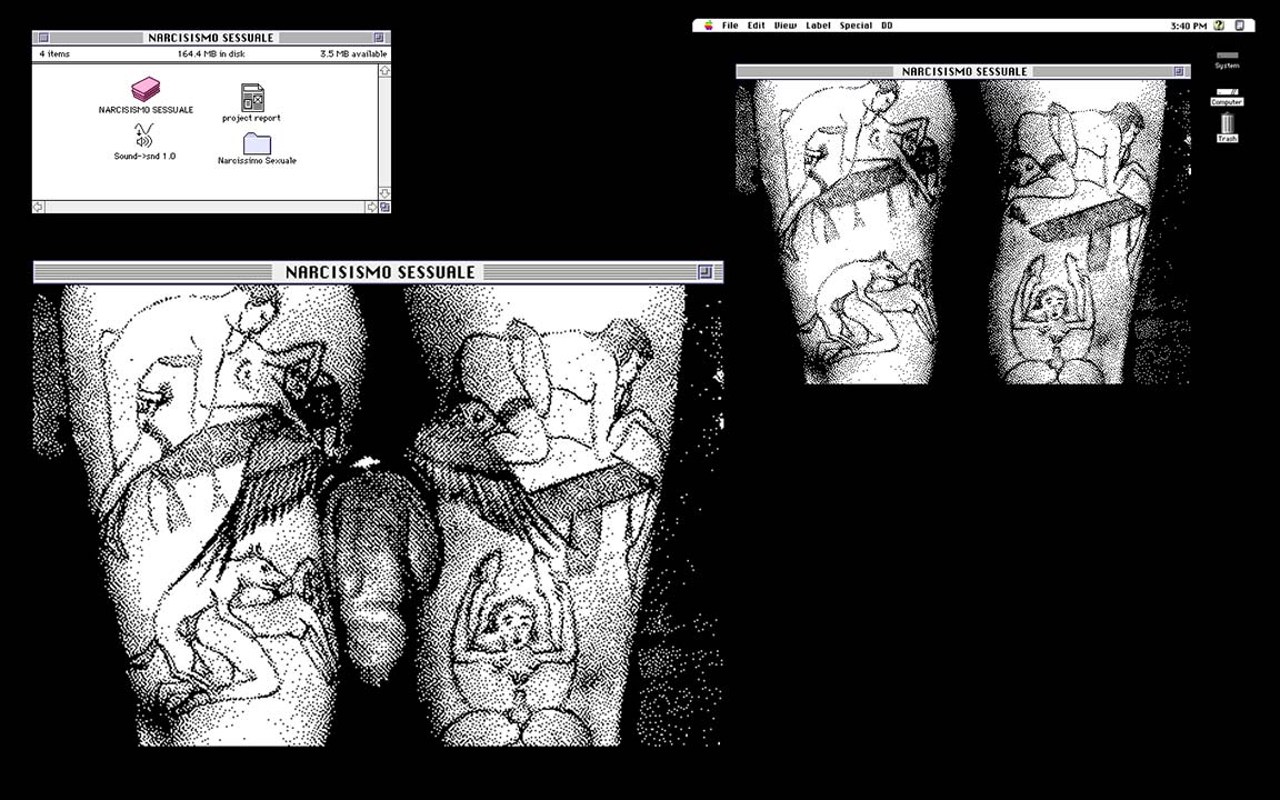 NARCISISIMO SESSUALE - Interactive Hypercard Stack - Screenshot Montage - Tom Hamlyn & Russell Haswell - 1990
